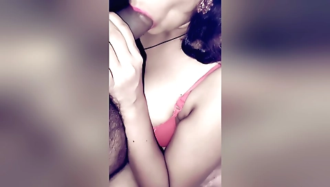 Indian hairy tanning chick sucking his stepbrother's cock