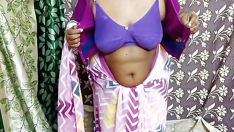 Indian wife is calling her husband in the amateur video