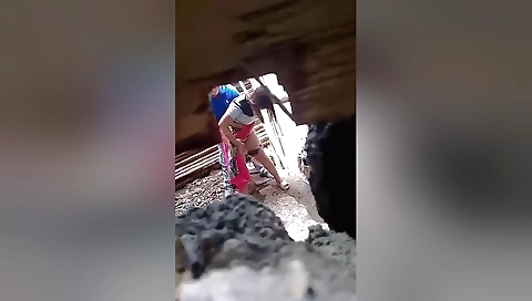 Indian brunette with big natural boobs is enjoying the view