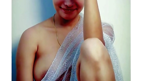 Sexy indian brunette with hairy pussy shows off her body