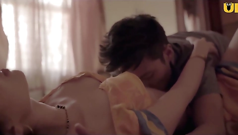 Hot girl and her boyfriend are playing with porn video