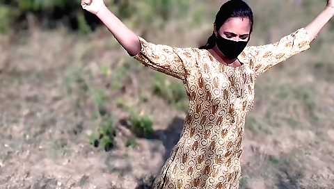 Indian brunette fucked in the jungle by a handsome boy