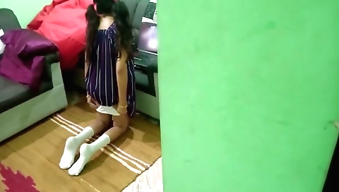 Indian stepsister takes break from work and drinks