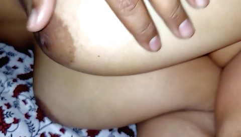 Indian stepsister plays with her large boobs and pussy