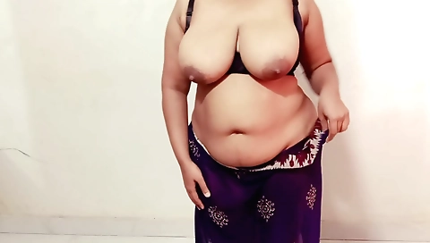 Hot amateur solo milf with big tits taking care of her pussy