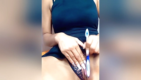 Indian video shows my woman with a vibrator masturbation