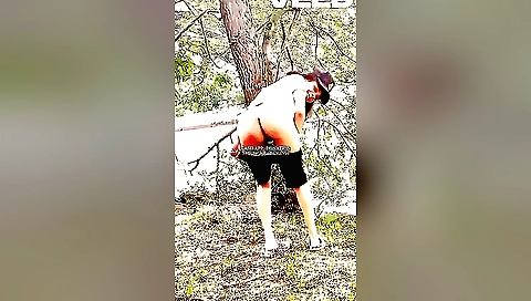Outdoor fan at home is taking pictures of a naked girl
