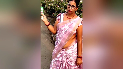 Indian wife takes a massage from her husband in bathroom