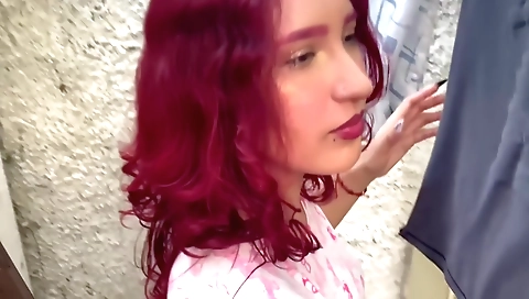 Red hair stepsister has her tight pussy filmed in hd