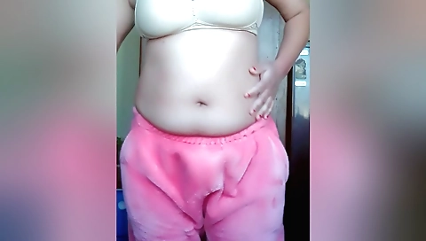 Busty amateur babe masturbates in front of a camera