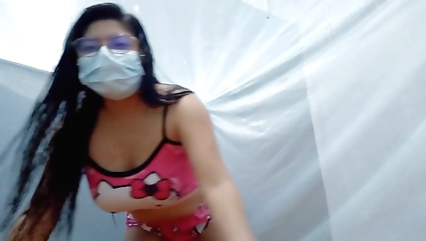 Brunette takes a hot shower and then masturbates a lot