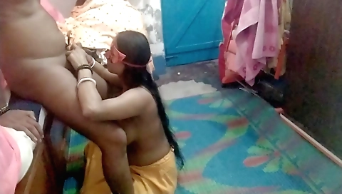Indian brunette with a nice body is making fun of her husband