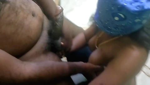 Indian brunette gets her thick dick sucked in the bedroom