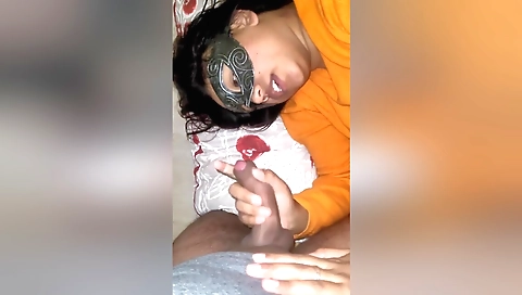 Amateur brunette has fun with a dick in front of the camera