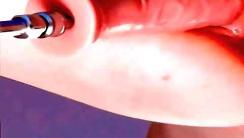 Indian girl has sex with a big dildo on her shaved pussy