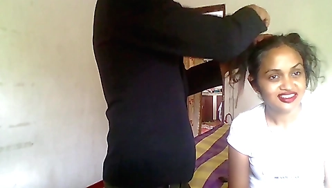 Big-tittied brunette gets banged in the counter by a man