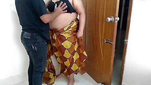 A big-titted and busty tamil aunt gets her stepson fucked