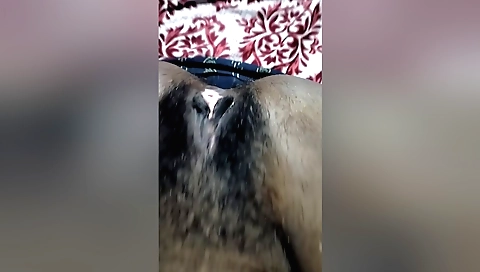 Hairy indian girl is getting her pussy dildo filled up