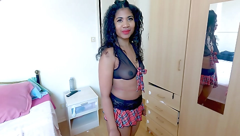 Indian brunette solo video filmed in front of the mirror